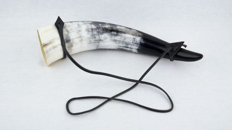 Genuine Horn Drinking Horn with Leather Strap