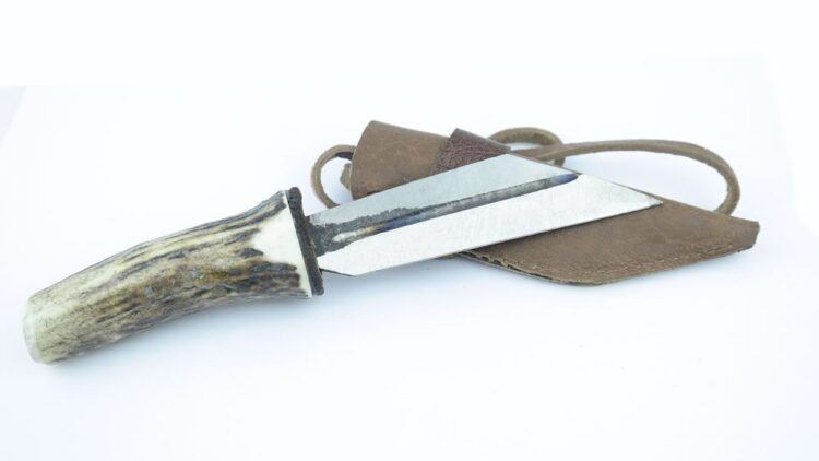 Small Scramsax, Stag Antler Handle, Carbon Steel Blade