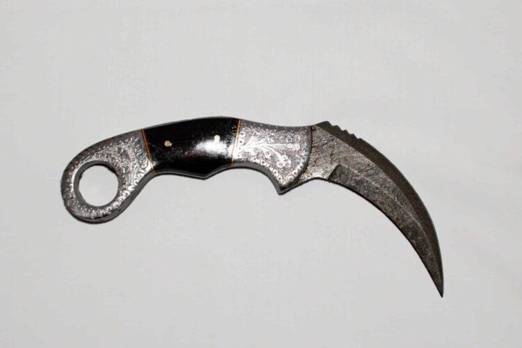 Onyx and Silver Damascus Karambit - Image 3
