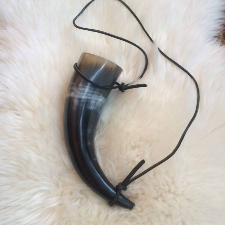 Genuine Horn Drinking Horn with Leather Strap - Image 2