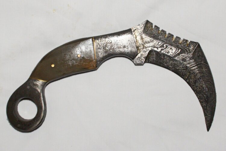 Bone Pearl Handle Damascus Karambit - Image 3