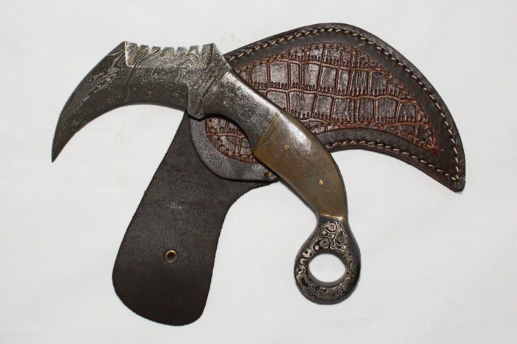 Bone Pearl Handle Damascus Karambit
