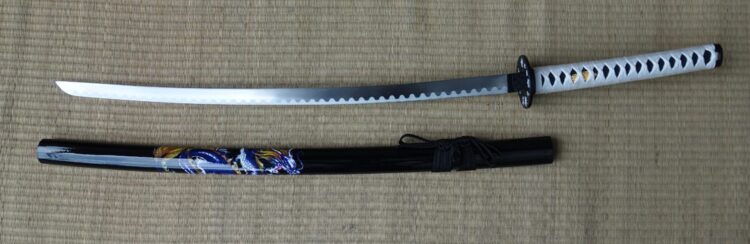 Black Katana with Blue Dragon