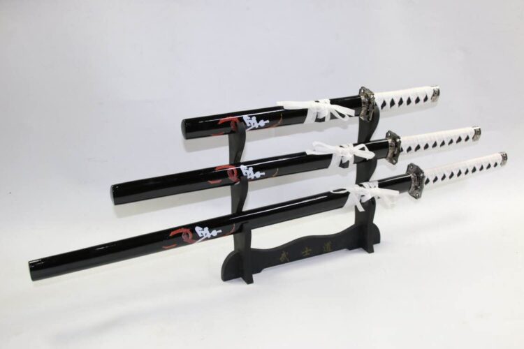Black with White Handle and Black and Red Writing 3 set