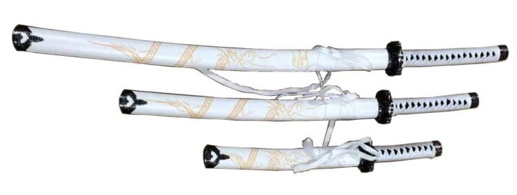 White Set of 3 with Dragon (Stainless Steel Blade)